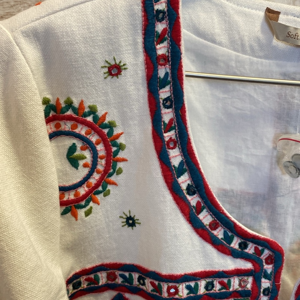 NWT Soft Surroundings Boho “lxtapa” Festival Embroidered Jacket Size Small - Picture 2 of 10